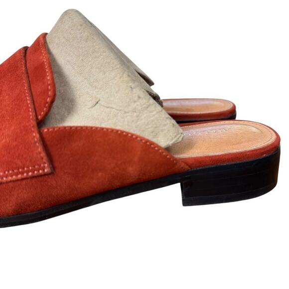 Halogen Suede Leather Burnt Orange Mules Loafers Block Low Heels Shoes sz 7.5 - Picture 9 of 16